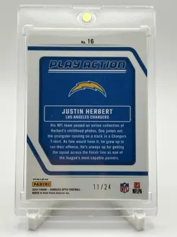 2024 Panini Donruss Optic Play Action Justin Herbert #16 Dragon Prizm /24 - Image 2