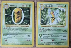 Vintage Pokemon WoTC Shadowless Lot - Kakuna 33, Beedrill 17/102 - 2 Cards LP - Image 1