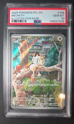 Meowth Illustration Rare PSA 10 - Pokemon Phantasmal Flames English - Image 1