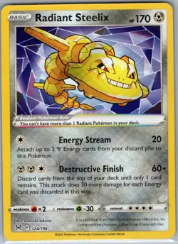 Radiant Steelix 124/196 SWSH11: Lost Origin - Pokemon Card - NM - Image 1