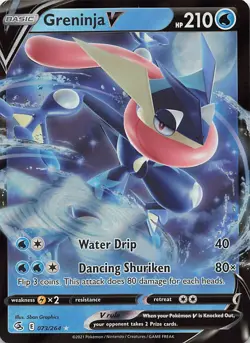 Greninja V 073/264 Holo V Rare Fusion Strike Pokemon Near Mint - Image 1