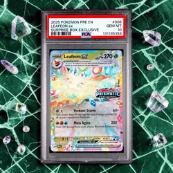 ✨ PSA 10 GEM MINT ✨ Prismatic Evolutions Surprise Box Stamp Leafeon EX 006/131 - Image 1