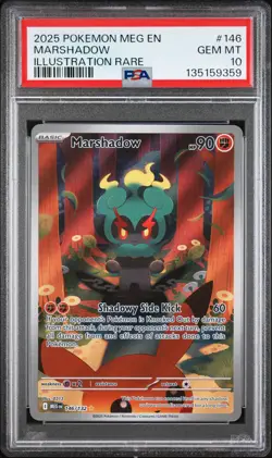 2025 POKEMON MEG EN-MEGA EVOLUTION ILLUSTRATION RARE #146 MARSHADOW PSA 10 - Image 1