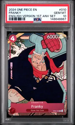2024 ONE PIECE ENGLISH VERSION 1ST ANNIVERSARY SET #010 FRANKY PSA 10 - Image 1