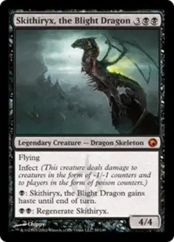 1x Skithiryx, the Blight Dragon - Foil Light Play, English Scars of Mirrodin MTG - Image 1