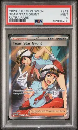 2023 POKEMON SCARLET & VIOLET TEAM STAR GRUNT 242 PSA MINT 9 - Image 1