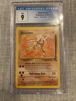 1999 Pokemon Fossil 1st Edition Hitmonlee 22/62 CGC 9 MINT - Image 1