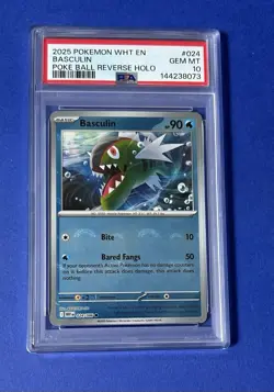 2025 Pokemon WHT EN Basculin Poke Ball Reverse Holo #024 PSA 10 GEM MT - Image 1