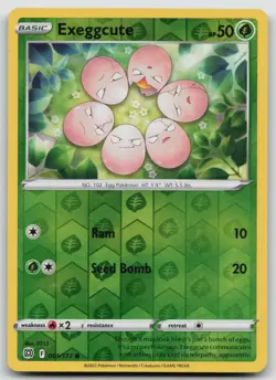 Reverse Holo Exeggcute 001/172 SWSH09: Brilliant Stars Common Pokemon TCG Card - Image 1