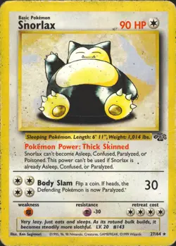 Snorlax 27/64 Unlimited Rare Jungle Pokemon Card HP - Image 1