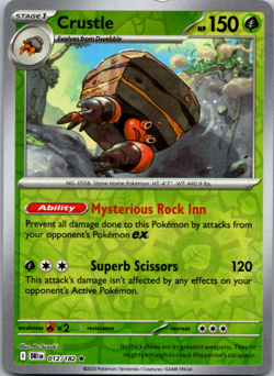 Pokemon Destined Rivals Crustle 012/182 Reverse Holo NM Mint Rare Authentic TCG - Image 1
