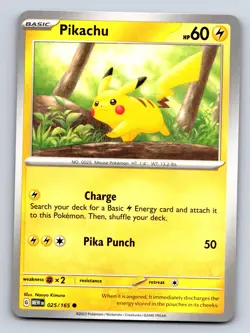 PIKACHU 025/165 COMMON 151 POKEMON NM - Image 1