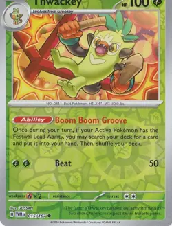 THWACKEY 015/167 REVERSE HOLO POKEMON TWIGHLIGHT MASQUERADE - Image 1