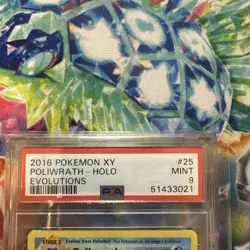 2016 POKEMON XY POLIWRATH - HOLO EVOLUTIONS - 25/108 MINT - GRADED 9 - Image 2