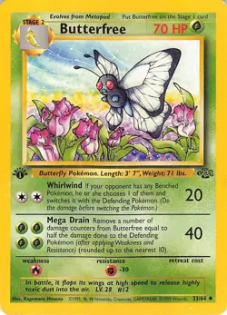Butterfree 33/64 Uncommon Jungle Pokemon 1st Edition Moderately Played - Image 1