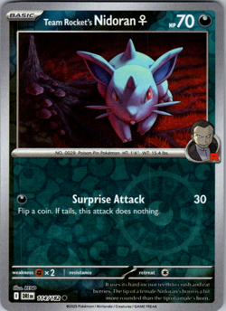 Team Rocket's Nidoran F 114/182 Destined Rivals Reverse Holo Pokemon - Image 1