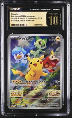 CGC 10 PRISTINE Pikachu 001/SV-P PROMO Scarlet Violet Pre Order Japanese Pokemon - Image 1