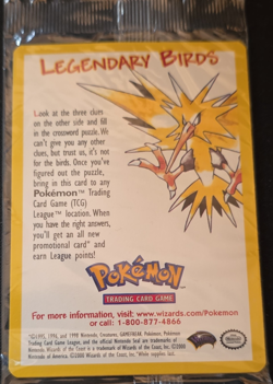 Pokemon TCG Legendary Birds Promo Sealed Pack Wizards of the Coast Vintage 2000 - Image 1