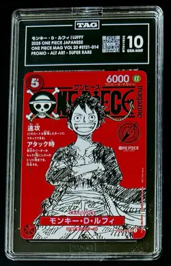 TAG 10 One Piece ST21-014 SR Monkey.D.Luffy - JP - Foil - Magazine Promo- Graded - Image 1