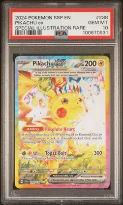 PSA 10 Pikachu ex 238/191 SIR Sv08: Surging Sparks Pokemon TCG Gem Mint - Image 1