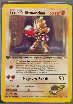 2000 Pokemon 1st Edition Gym Heroes Rocket's Hitmonchan # 11 Holo WOTC _ PSA 9 - Image 2