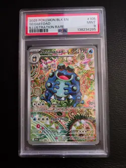 2025 POKEMON BLACK BOLT #105/086 SEISMITOAD ILLUSTRATION RARE PSA 9 - Image 1