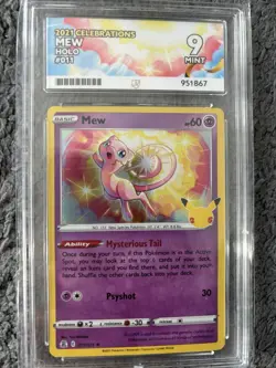 Pokemon TCG Mew Celebrations Holo Card 011/025 Rare Ace 9 Mint - Image 1