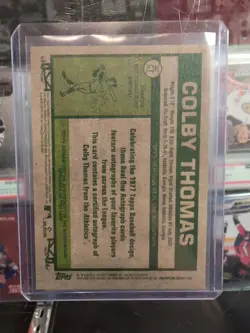 2026 Topps Heritage Colby Thomas Real One Autograph Red Ink /77 (RC) on card - Image 2