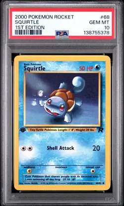 2000 POKEMON ROCKET 1ST ED #68 SQUIRTLE PSA 10 - Image 1