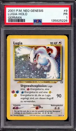 2001 Pokemon German Neo Genesis Lugia-Holo #9 PSA 1 POOR - Image 1