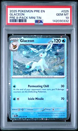 2025 POKEMON PRE EN-PRISMATIC EVOLUTIONS #025 GLACEON PSA 10 - Image 1