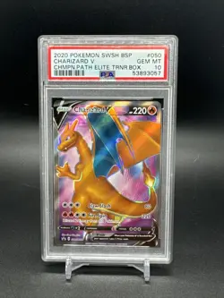 2020 Pokemon Champions Path ETB Promo Charizard V SWSH050 PSA Gem Mint 10 - Image 1
