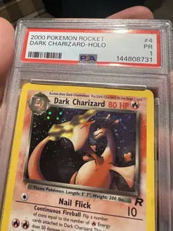 SWIRL PSA 1 PR 2000 Pokemon Team Rocket Dark Charizard 4/82 Holo Foil Rare WOTC - Image 3