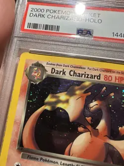 SWIRL PSA 1 PR 2000 Pokemon Team Rocket Dark Charizard 4/82 Holo Foil Rare WOTC - Image 4