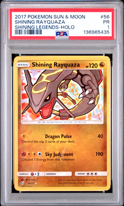 PSA 1 2017 Pokemon Sun Moon Shining Legends Rayquaza 56/73 Holo Foil Rare - Image 1