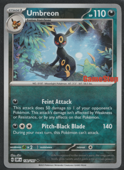 Pokemon Umbreon GameStop Promo 130/197 Obsidian Flames 110 HP Promo Holo English - Image 1