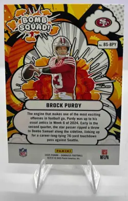 2025 Panini Donruss Brock Purdy #BS-BPY Bomb Squad 49ers - Image 2