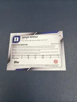 2025 Bowman Chrome U University #13 Darian Mensah 1st RC Duke Blue Devils AH1 - Image 2