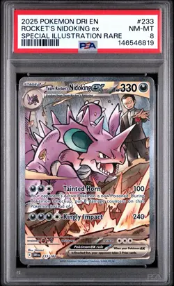 Pokemon-S&V: Destined Rivals-Team Rocket’s Nidoking ex-233/182-SIR Holo-PSA 8 - Image 1