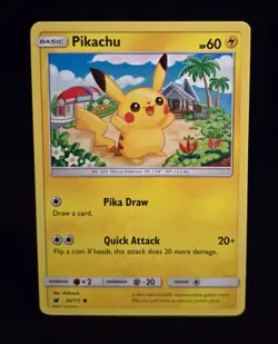 Pokemon TCG - PIKACHU - 30/111 - SUN & MOON: CRIMSON INVASION (2017) - NM - Image 1