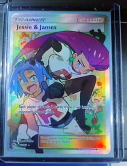 🔥RAW🔥NEAR MINT Pokemon TCG Jessie & James FULL ART 68/68 Hidden Fates ✨ HOLO ✨ - Image 5