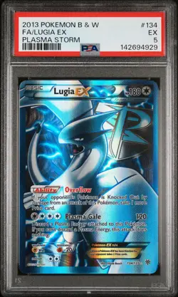 2013 POKEMON BLACK & WHITE PLASMA STORM #134 FULL ART/LUGIA EX PSA 5 - Image 1