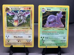 Pokemon TCG Fossil Set Aerodactyl & Muk Holo Rare WOTC VTG 1999 - Image 1