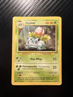 Pokemon TCG Ivysaur Base Set 30/102 Regular Unlimited Uncommon WOTC 1999 MP - Image 1