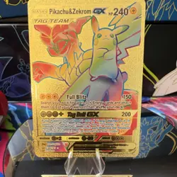 Pokemon Pikachu & Zekrom GX 184/181 SM Team Up Secret Rare Metal TAG TEAM 240 HP - Image 1