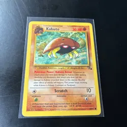 Pokemon TCG Kabuto Fossil Set Regular 1999 Common NM - Image 1