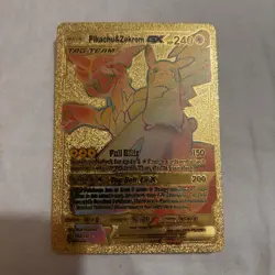 Pokemon Pikachu & Zekrom GX Tag Team Gold Foil Rainbow Art Card 184/181 HP240 - Image 1