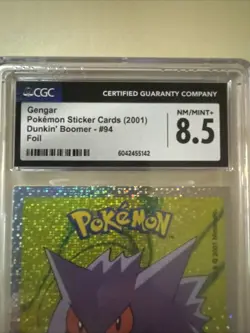 2001 POKEMON STICKER CARDS DUNKIN' BOOMER FOIL #94 GENGAR CGC 8.5 - Image 2