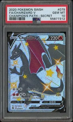 PSA 10 GEM MINT Shiny Charizard V Secret Rare 079/073 Champion's Path Pokemon TC - Image 1