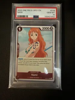 One Piece Romance Dawn Nami OP01-016 Foil Wave 1 PRE ERRATA - PSA 10 - Image 1